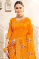 Orange Saree in Art Silk with Embroidered