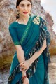 Blue Saree in Lycra with Hand