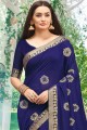 Beautiful Art Silk Blue Saree in Embroidered