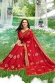 Traditional Embroidered Art Silk Red Saree Blouse