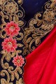 Ethinc Embroidered Saree in Royal Blue Silk