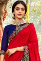 Ethinc Embroidered Saree in Royal Blue Silk