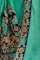 Sea Green Embroidered Saree in Silk