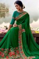 Green Saree with Embroidered Silk