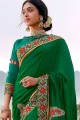 Green Saree with Embroidered Silk