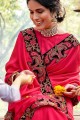 Adorable Saree in Dark Pink Silk with Embroidered