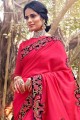 Adorable Saree in Dark Pink Silk with Embroidered