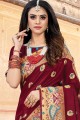 Weaving Saree in Maroon Art Silk