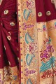 Weaving Saree in Maroon Art Silk
