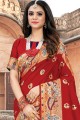Dazzling Art Silk Saree in Red with Weaving