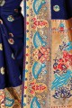 Latest Art Silk Weaving Navy Blue Saree with Blouse
