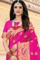 Stunning Rani Pink Saree in Art Silk with Weaving