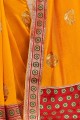 Opulent Art Silk Saree in Mustard Yellow with Embroidered