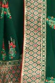 Dark Green Saree in Embroidered Art Silk