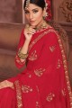 Embroidered Chiffon Red Saree Blouse