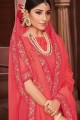 Embroidered Chiffon Pink Saree Blouse