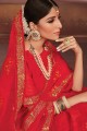 Latest Chiffon Embroidered Red Saree with Blouse