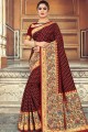 Weaving Art Silk Saree in Maroon