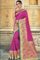 Art Silk Weaving Dark Pink Saree with Blouse
