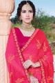 Saree in Rani Pink Chiffon with Embroidered