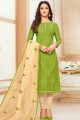 Ravishing Green Silk Churidar Suit with Silk
