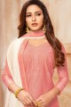 Fascinating Silk Churidar Suit in Pink Silk