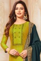 Parrot Green Churidar Suit in Cotton