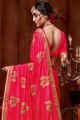 Rani Pink Saree in Embroidered Silk