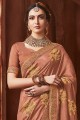 Silk Embroidered Light Brown Saree with Blouse