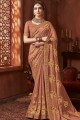 Silk Embroidered Light Brown Saree with Blouse