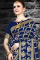Fascinating Art Silk Navy Blue Saree in Weaving