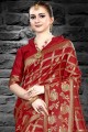 Glorious Red Weaving Saree in Art Silk