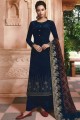Navy Blue Crepe Palazzo Suit with Crepe