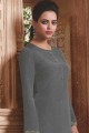 Grey Crepe Palazzo Suit with dupatta