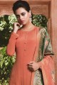 Palazzo Suit in Dark Peach Crepe with Crepe