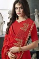 Designer Red Georgette Embroidered Saree with Blouse