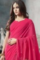 Pink Georgette Embroidered Saree with Blouse