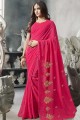 Pink Georgette Embroidered Saree with Blouse