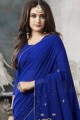 Georgette Saree with Embroidered in Royal Blue