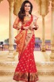 Luring Red Saree in Weaving Art Silk