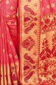 Dark Peach Art Silk Weaving Saree with Blouse