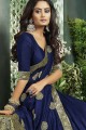 Saree in Royal Blue Art Silk with Embroidered
