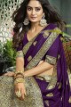 Traditional Art Silk Saree with Embroidered in Purple