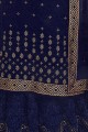Adorable Navy Blue Georgette Sharara Suit with Georgette