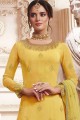 Georgette Sharara Suit in Yellow with dupatta
