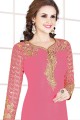 Contemporary Pink Georgette Churidar Suit