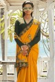 Art Silk Embroidered Mustard Yellow Saree with Blouse