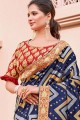 Embroidered Silk Navy Blue Saree Blouse