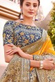 Stunning Silk Saree in Yellow with Embroidered
