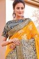 Stunning Silk Saree in Yellow with Embroidered